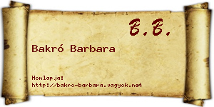 Bakró Barbara névjegykártya